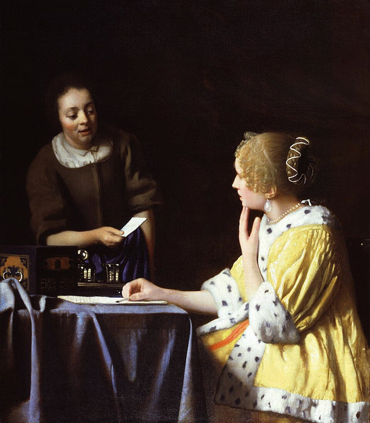 Johannes Vermeer Mistress and Maid, also known as Lady with her Maidservant Holding a Letter - Hand Painted Oil Painting