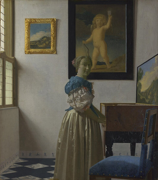 Johannes Vermeer Lady Standing at a Virginal, also known as Young Woman Standing at a Virginal - Hand Painted Oil Painting