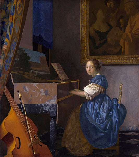 Johannes Vermeer Lady Seated at a Virginal, also known as Young Woman Seated at a Virginal[8] - Hand Painted Oil Painting