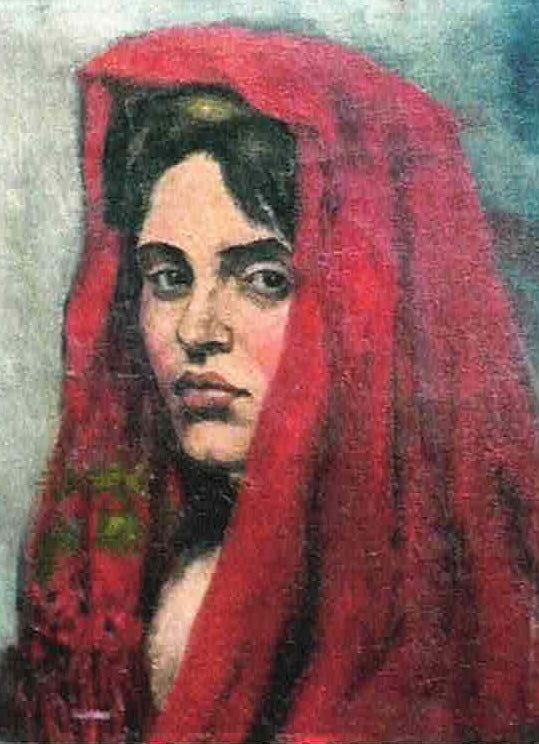 Amrita Sher-Gil Gypsy Woman wearing Shawl - Hand Painted Oil Painting