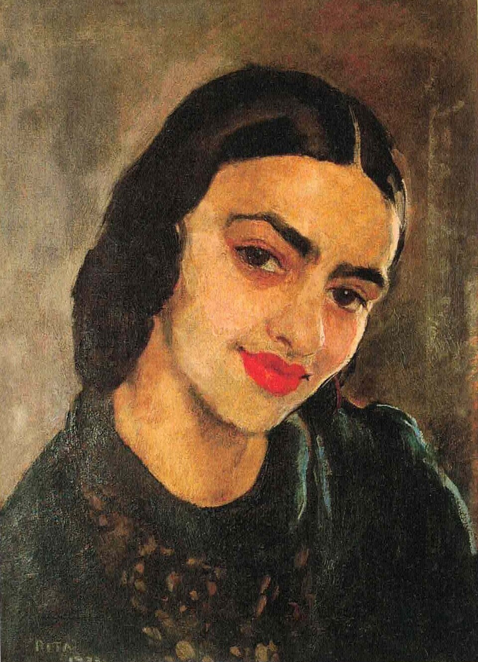 Amrita Sher-Gil Self-Portrait with a Smile - Hand Painted Oil Painting