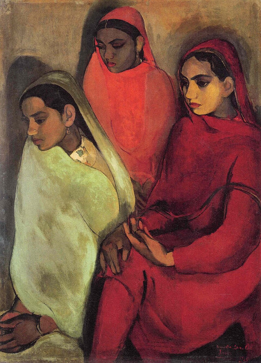 Amrita Sher-Gil Group of Young Girls - Hand Painted Oil Painting