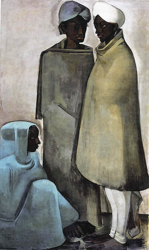 Amrita Sher-Gil Hill Men - Hand Painted Oil Painting