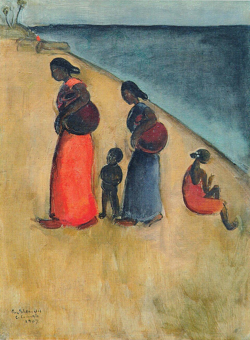 Amrita Sher-Gil Women on the Beach - Hand Painted Oil Painting