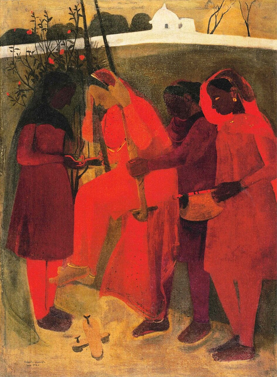 Amrita Sher-Gil The Swing - Hand Painted Oil Painting
