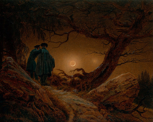 Caspar David Friedrich Two Men Contemplating the Moon - Hand Painted Oil Painting