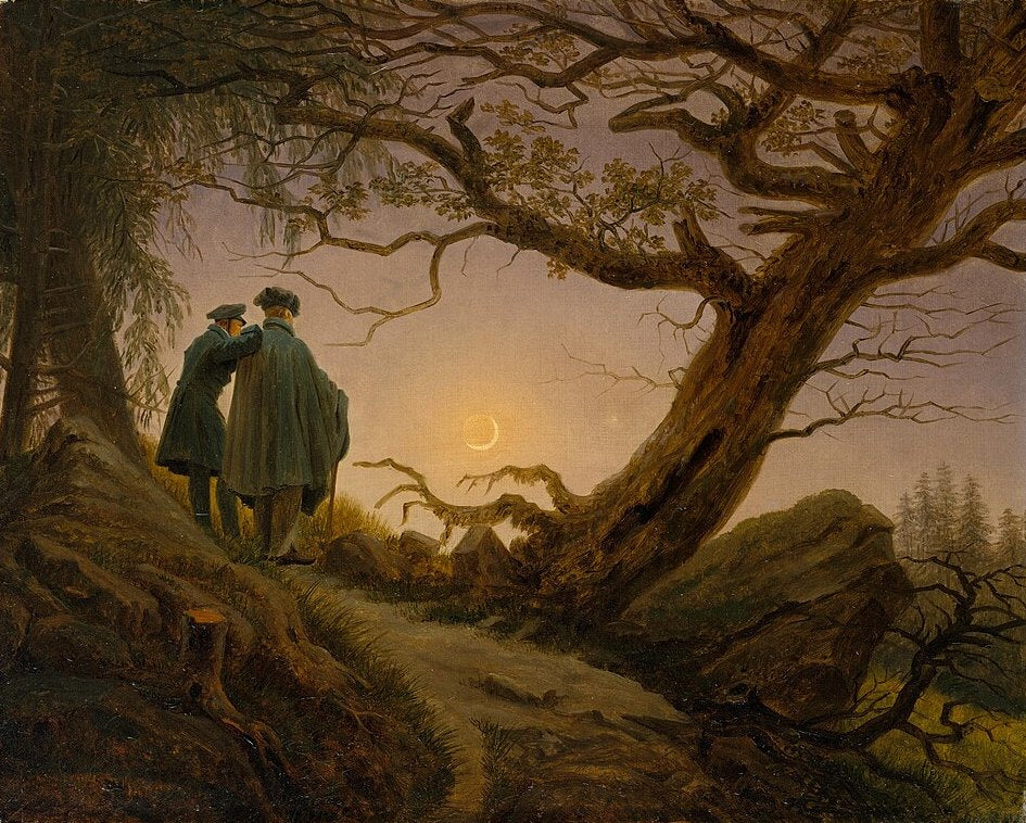 Caspar David Friedrich Two Men Contemplating the Moon - Hand Painted Oil Painting