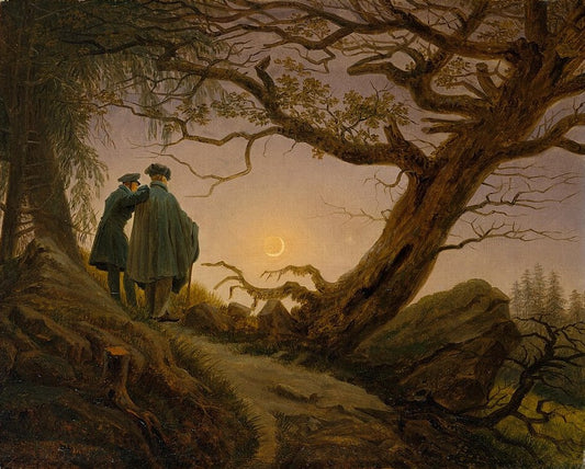 Caspar David Friedrich Two Men Contemplating the Moon - Hand Painted Oil Painting