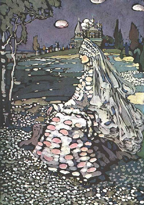 Wassily Kandinsky Russian Beauty in a Landscape - Hand Painted Oil Painting