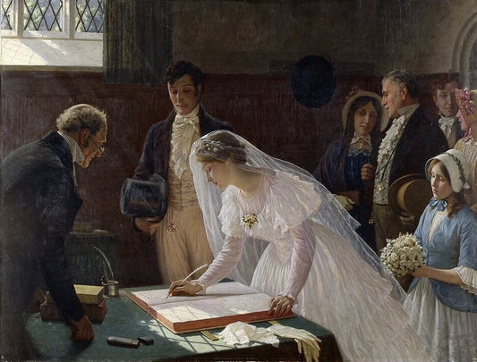 Edmund Blair Leighton Signing the Register - Hand Painted Oil Painting