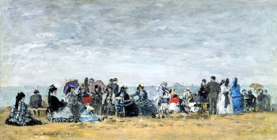  Eugene-Louis Boudin Beach Scene at Trouville - Hand Painted Oil Painting