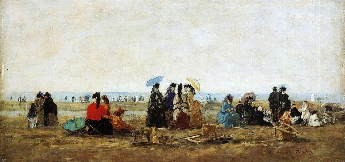  Eugene-Louis Boudin The Beach at Trouville - Hand Painted Oil Painting