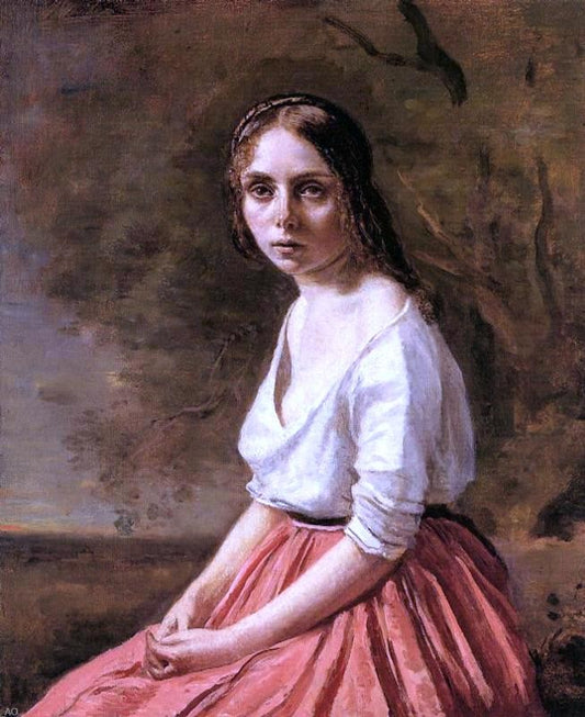  Jean-Baptiste-Camille Corot Young Woman - Hand Painted Oil Painting