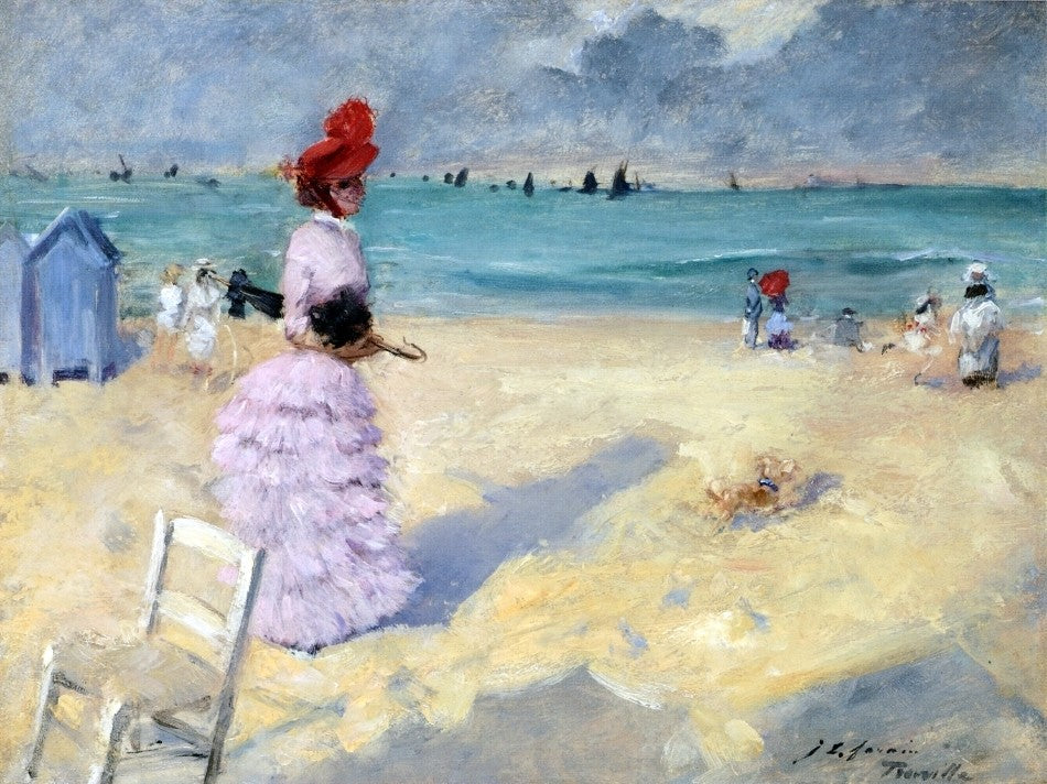  Jean-Louis Forain The Beach at Trouville - Hand Painted Oil Painting