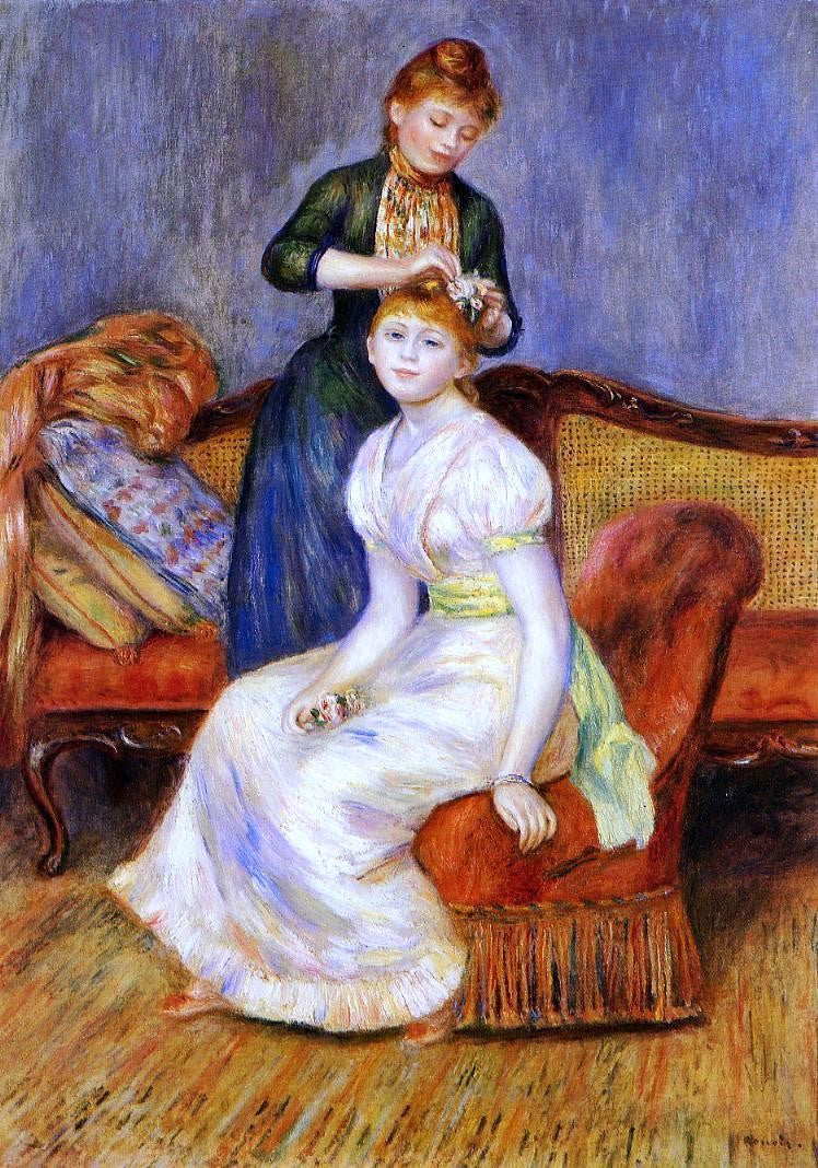  Pierre Auguste Renoir The Coiffure - Hand Painted Oil Painting