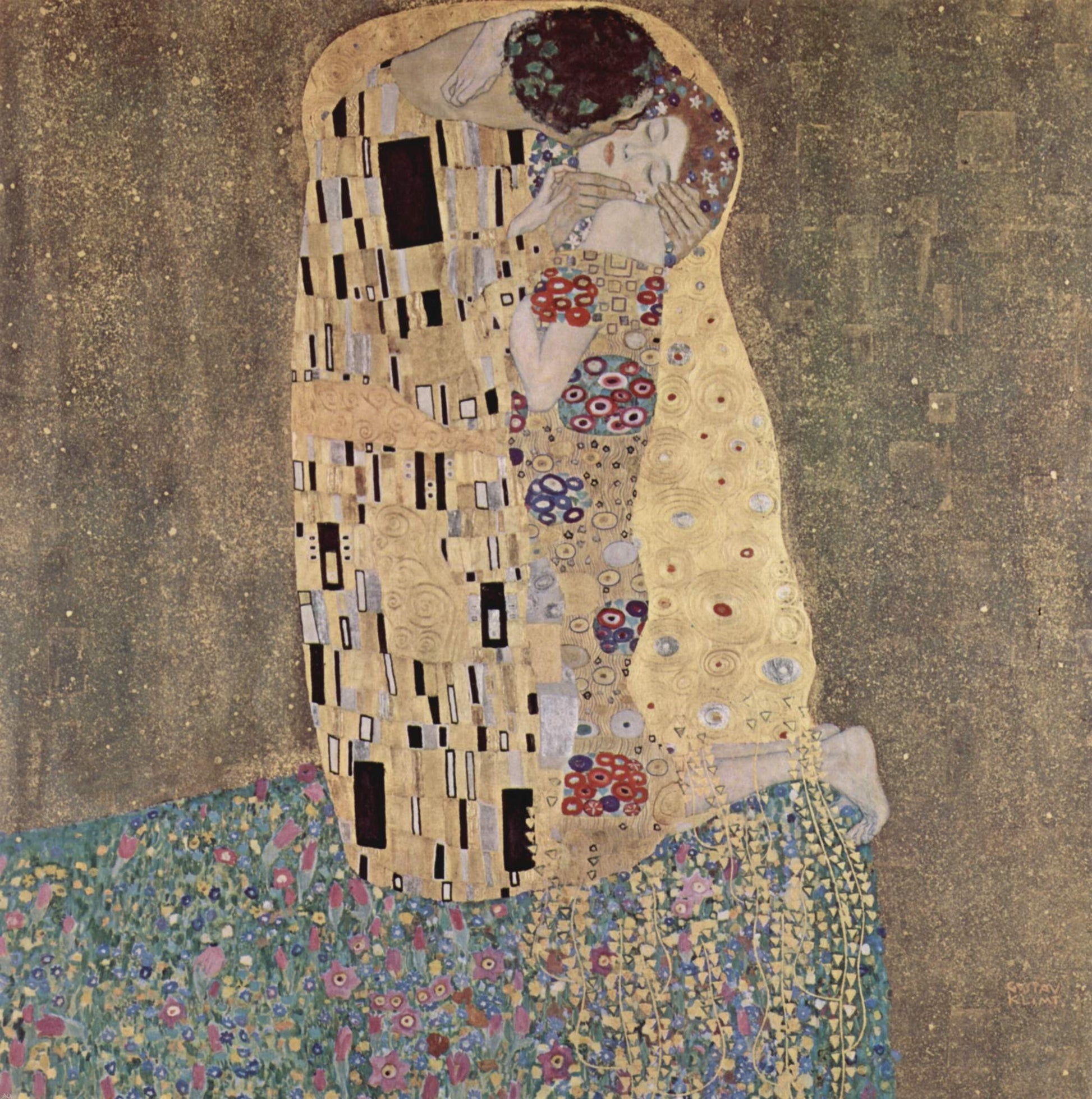  Gustav Klimt The Kiss 1907-1908 - Hand Painted Oil Painting