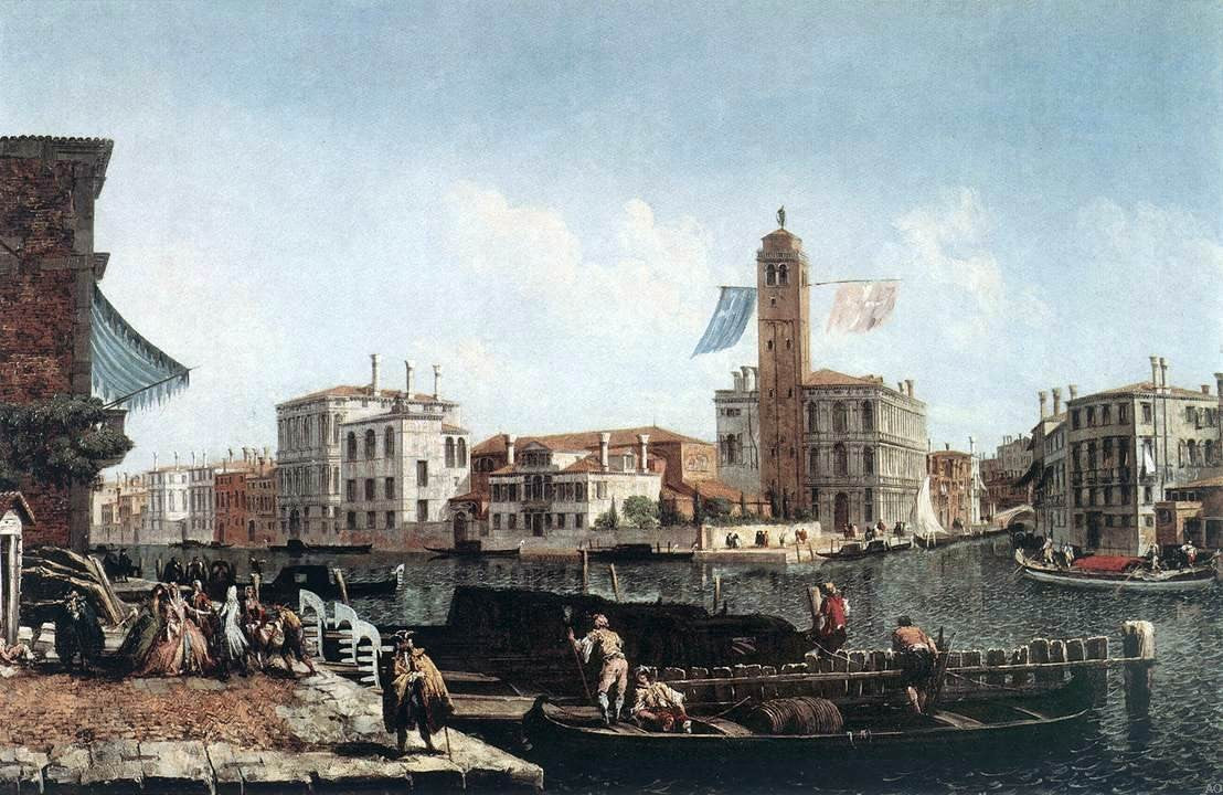  Michele Marieschi The Grand Canal with the Fishmarket - Hand Painted Oil Painting