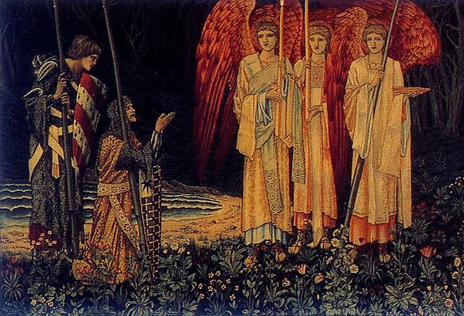 William Morris The Vision of the Holy Grail - Left Side - Hand Painted Oil Painting