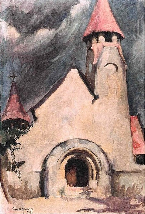 Amrita Sher-Gil Hungarian Village Church - Hand Painted Oil Painting