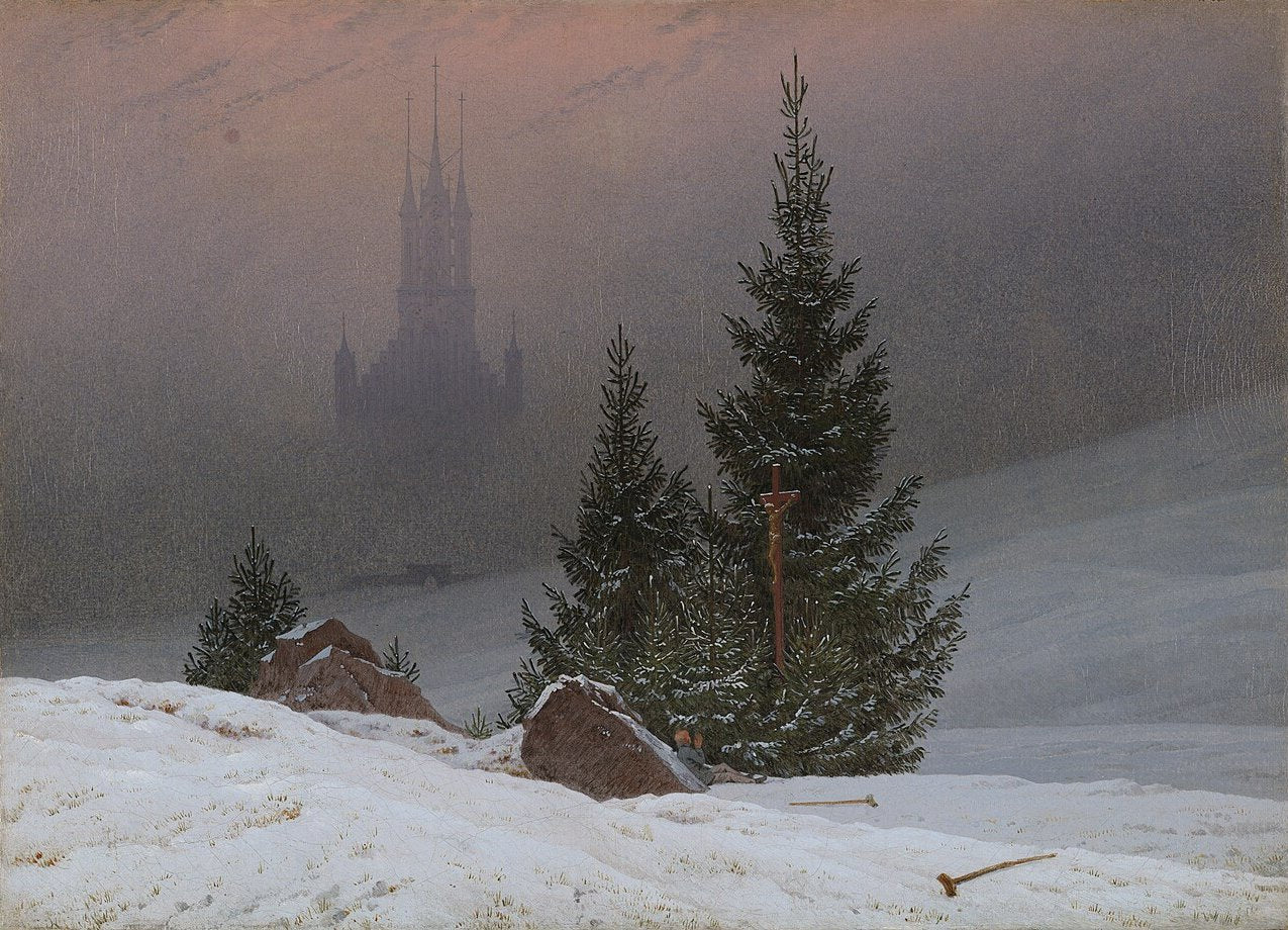 Caspar David Friedrich Winter Landscape with Church - Hand Painted Oil Painting