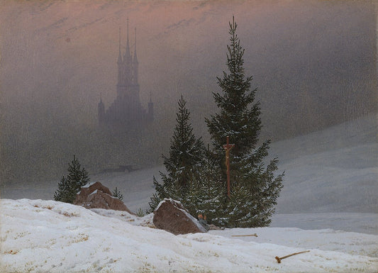 Caspar David Friedrich Winter Landscape with Church - Hand Painted Oil Painting