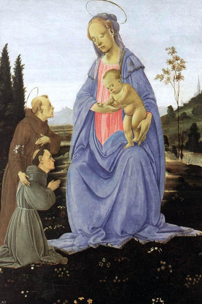  Filippino Lippi Madonna with Child, St Anthony of Padua and a Friar - Hand Painted Oil Painting