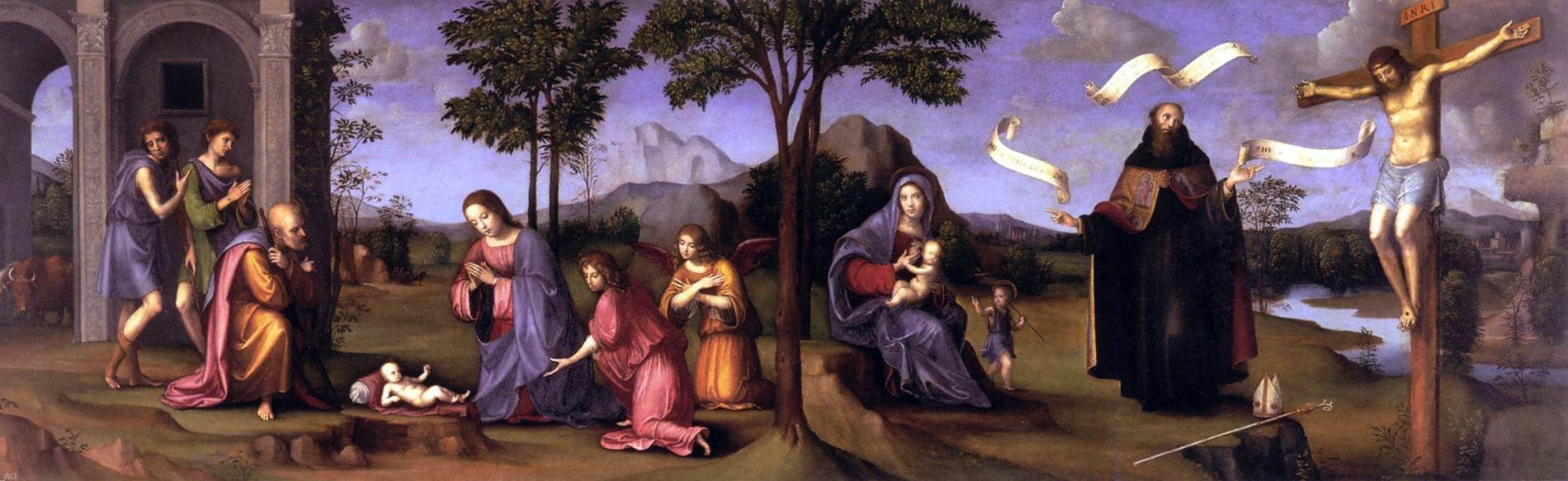  Francesco Francia Adoration of the Child - Hand Painted Oil Painting
