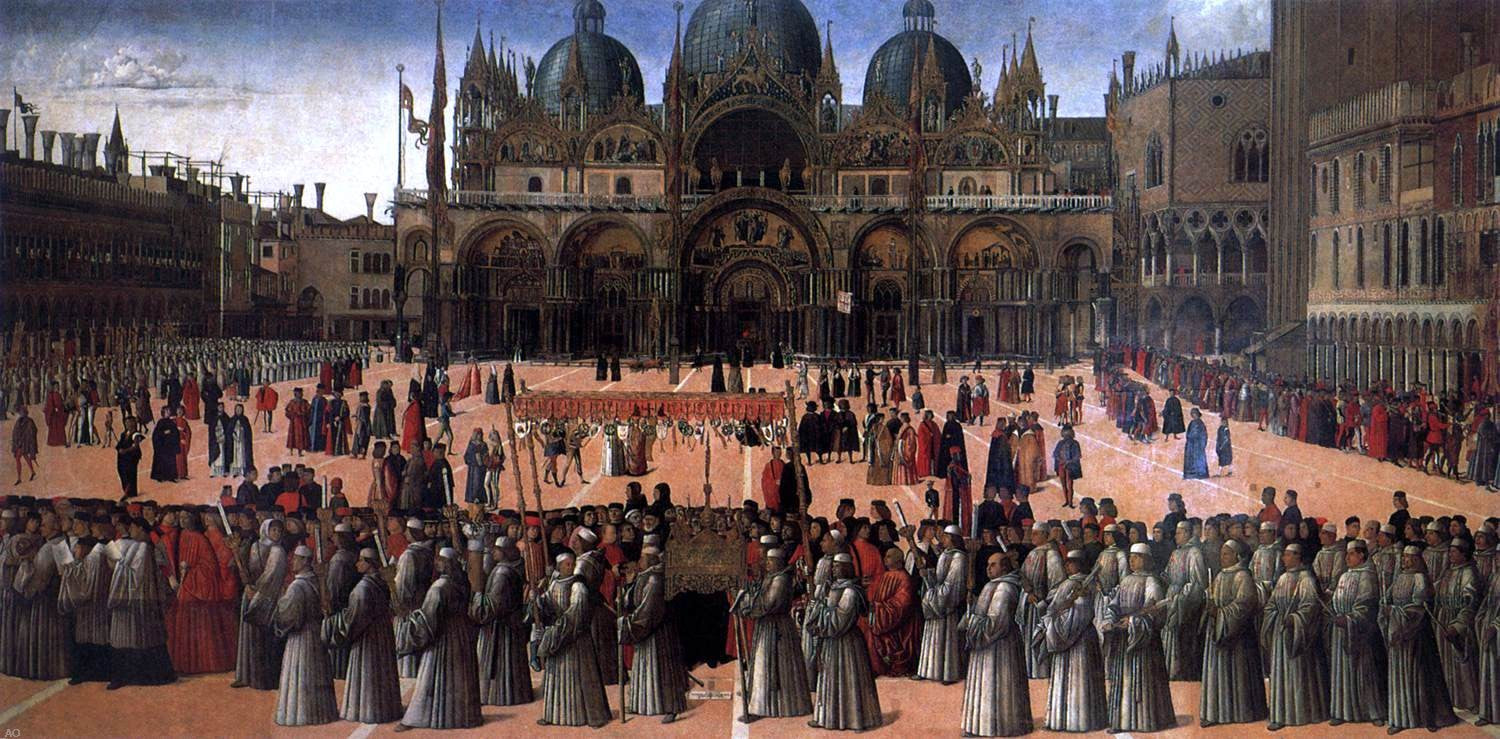  Gentile Bellini Procession in Piazza S. Marco - Hand Painted Oil Painting
