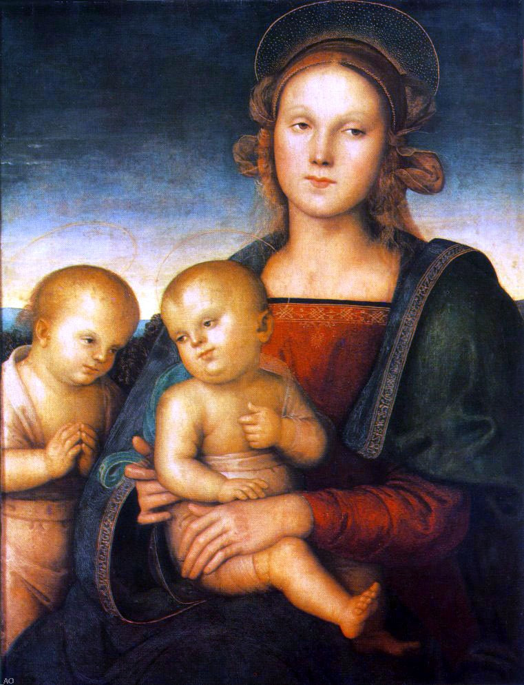  Pietro Perugino Madonna with Child and Little St John - Hand Painted Oil Painting