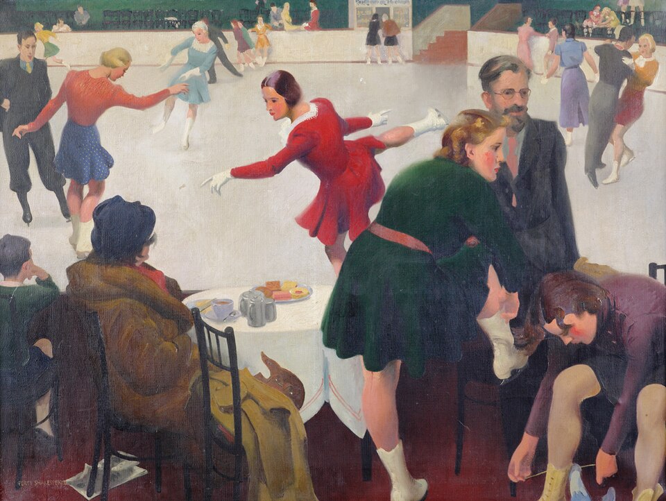 Percy Shakespeare Afternoon at the Ice Rink - Hand Painted Oil Painting