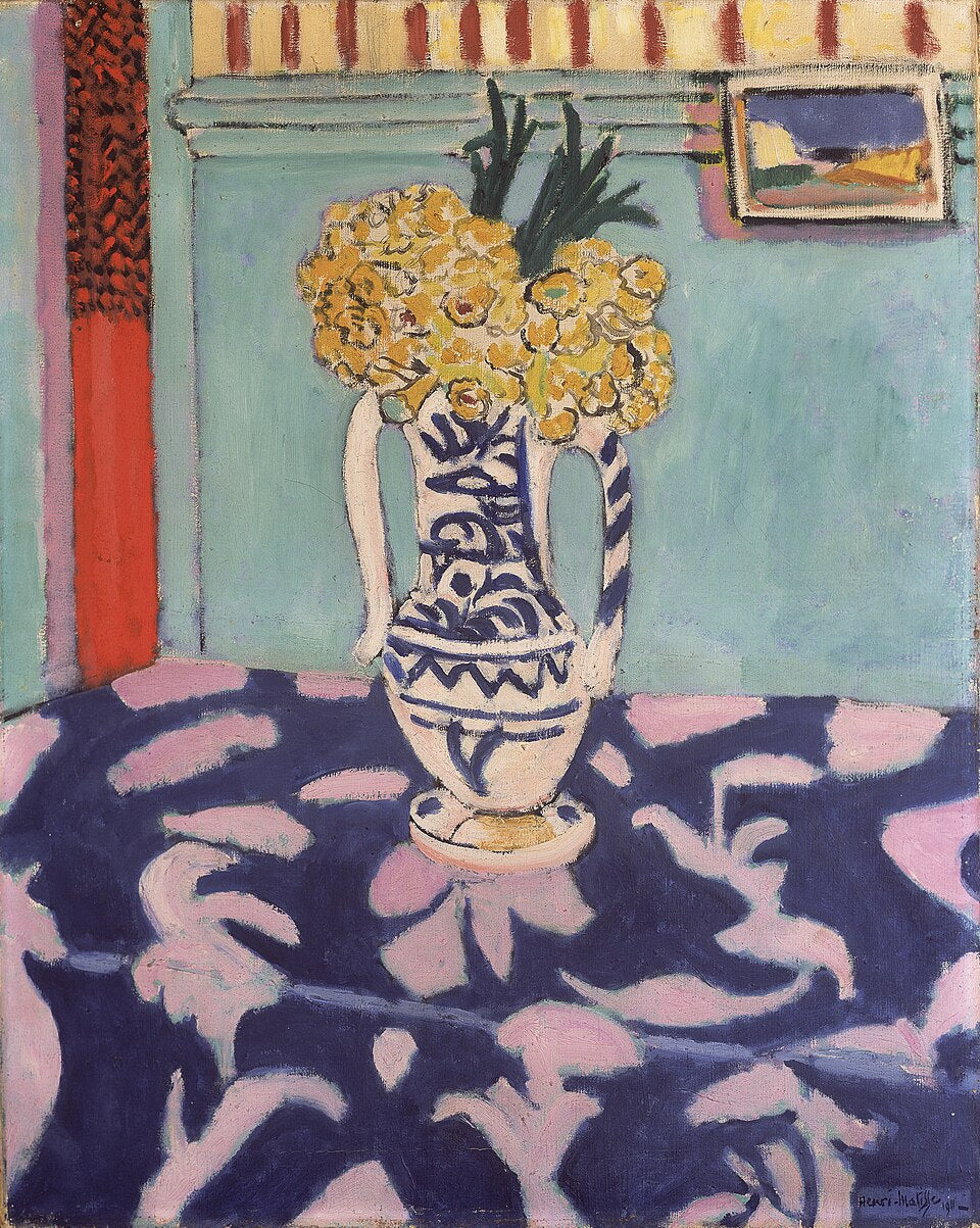 Henri Matisse The Cowslips, Blue and Rose Fabric - Hand Painted Oil Painting