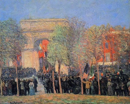William James Glackens Italo-American Celebration, Washington Square - Hand Painted Oil Painting