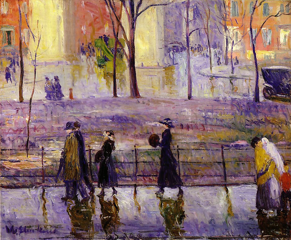 William James Glackens March Day Washington Park - Hand Painted Oil Painting