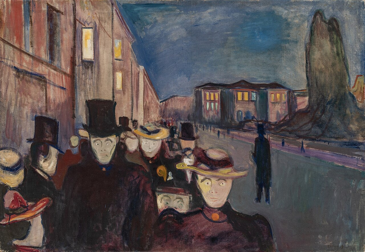 Edvard Munch Evening on Karl Johan Street - Hand Painted Oil Painting