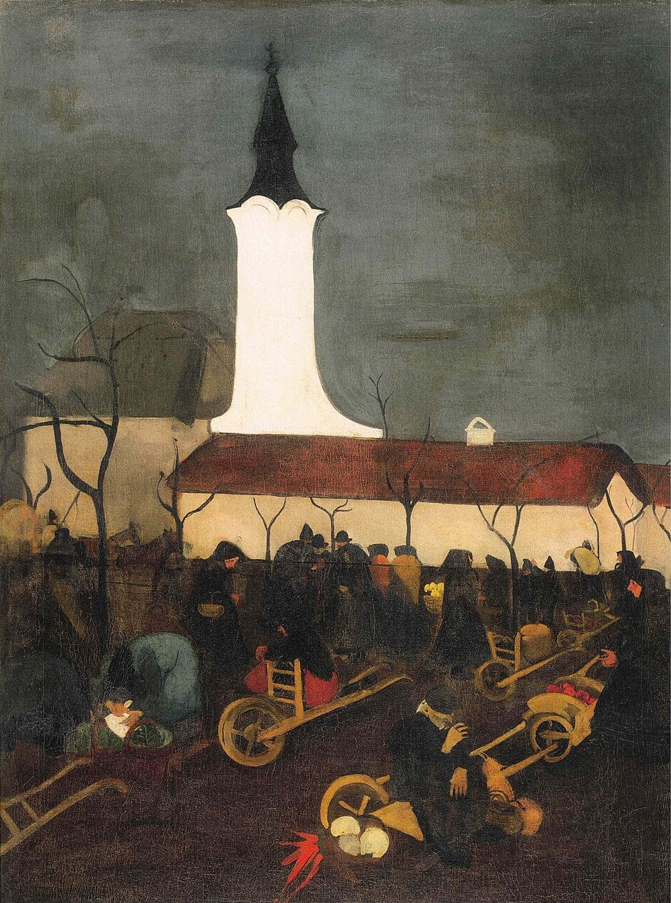 Amrita Sher-Gil Hungarian Village Market - Hand Painted Oil Painting
