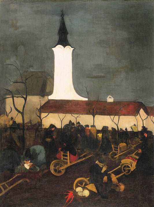 Amrita Sher-Gil Hungarian Village Market - Hand Painted Oil Painting