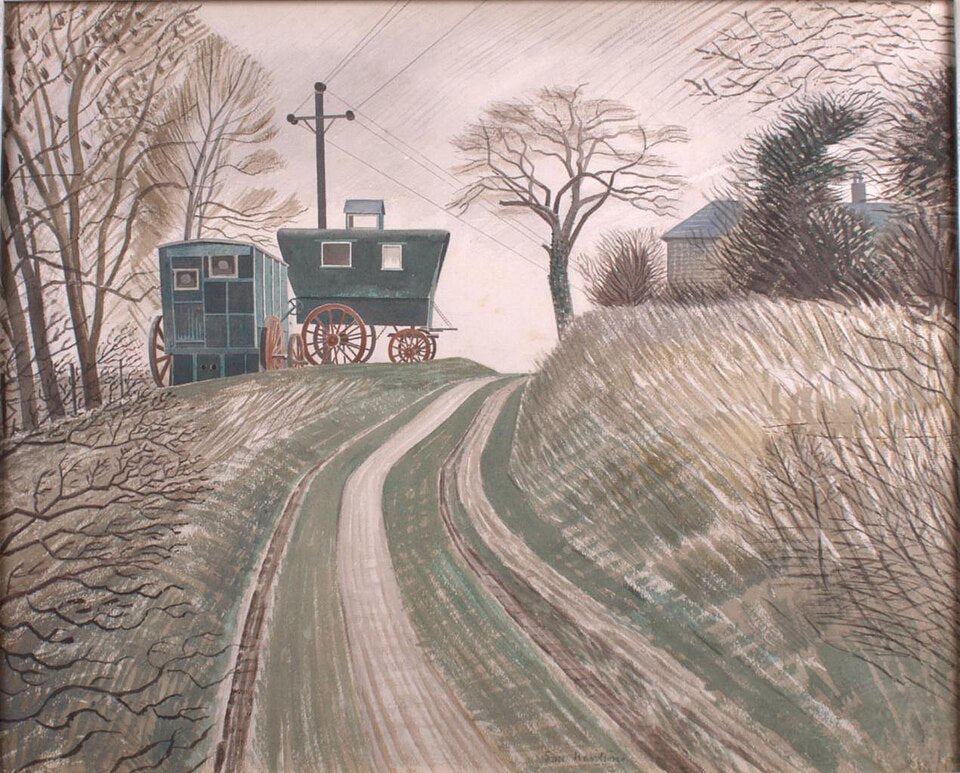 Eric Ravilious Caravans - Hand Painted Oil Painting
