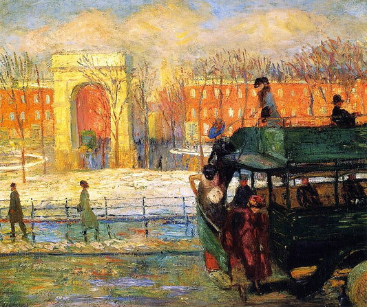 William James Glackens Descending from the Bus - Hand Painted Oil Painting