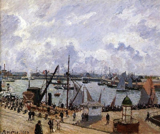  Camille Pissarro The Inner Harbor, Le Havre - Morning Sun, Rising Tide - Hand Painted Oil Painting