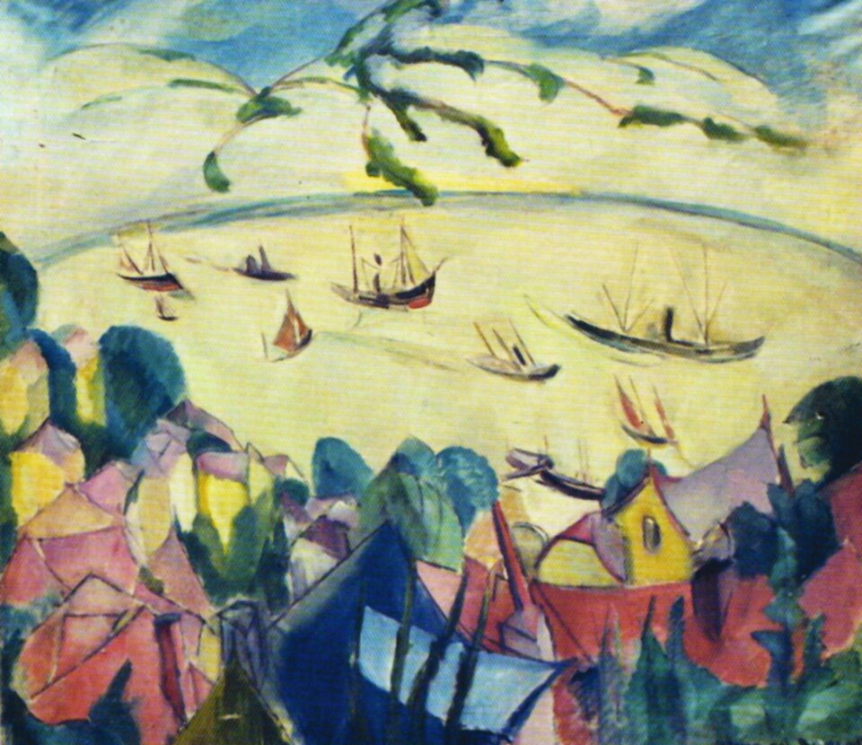 Alma del Banco View of the Elbe from the Süllberg Terrace in Blankenese - Hand Painted Oil Painting