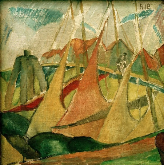 Alma del Banco Red and Yellow Sails - Hand Painted Oil Painting