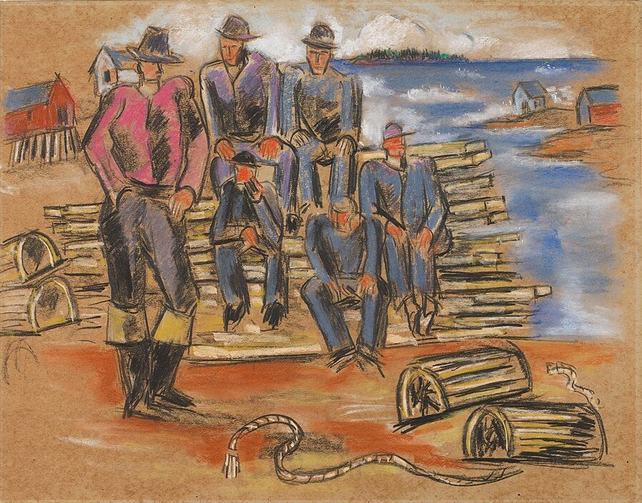 Marsden Hartley Study for "Lobster Fishermen" - Hand Painted Oil Painting
