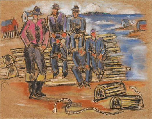 Marsden Hartley Study for "Lobster Fishermen" - Hand Painted Oil Painting