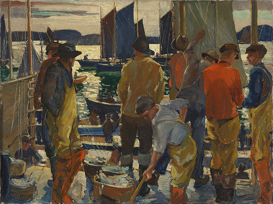 Jonas Lie When the Boats Come In - Hand Painted Oil Painting