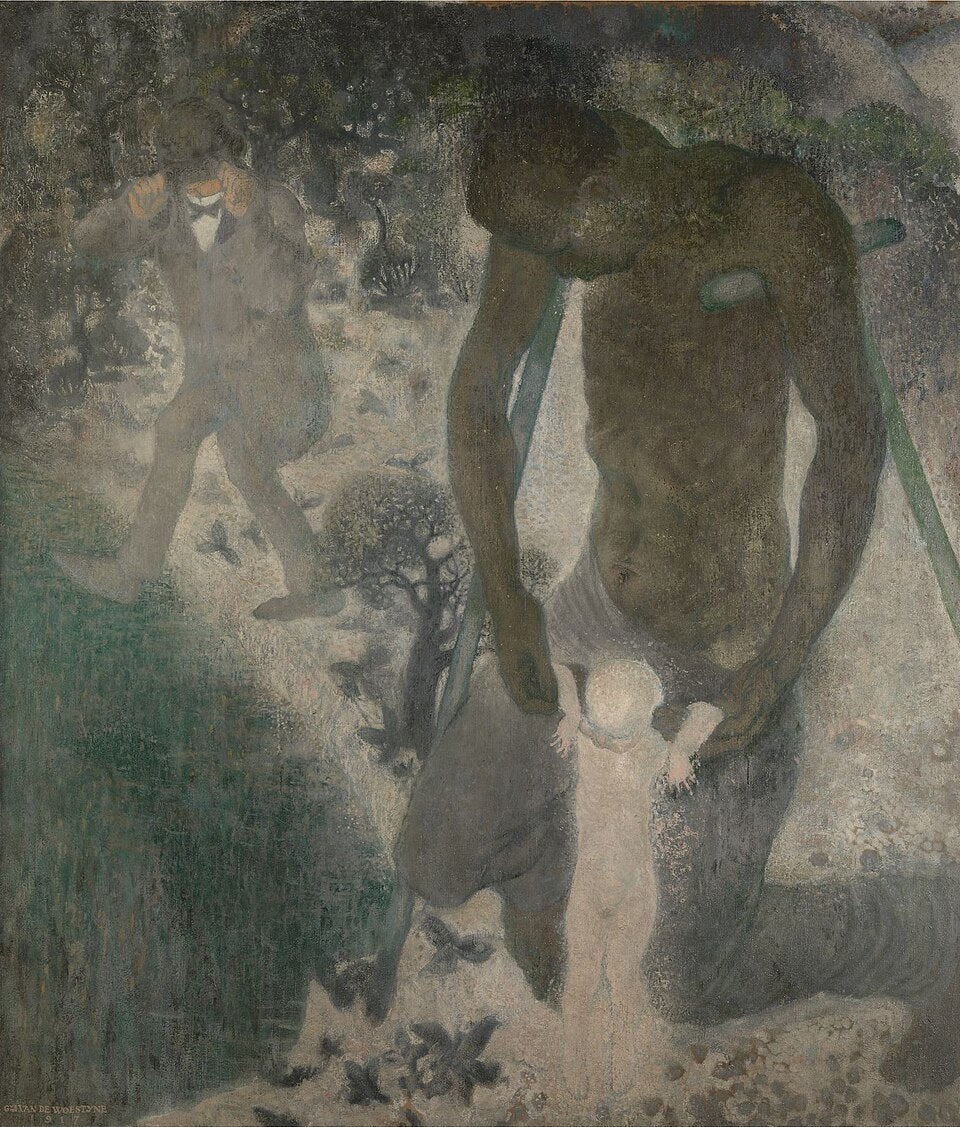 The willful blind and the crippled who wants to teach a child to walk by Gustave Van de Woestijne - Hand Painted Oil Painting on Canvas