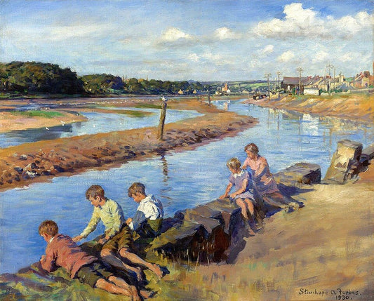 Stanhope Forbes Young Anglers at Hayle - Hand Painted Oil Painting
