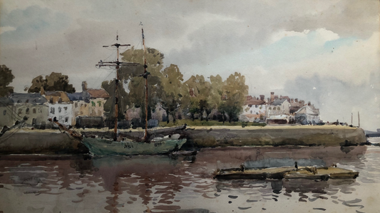 Pierre Bonnard A Boat Moored at High Tide, St. Valery-Sur-Somme - Hand Painted Oil Painting