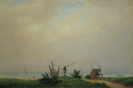Caspar David Friedrich Seashore with Fisherman? - Hand Painted Oil Painting