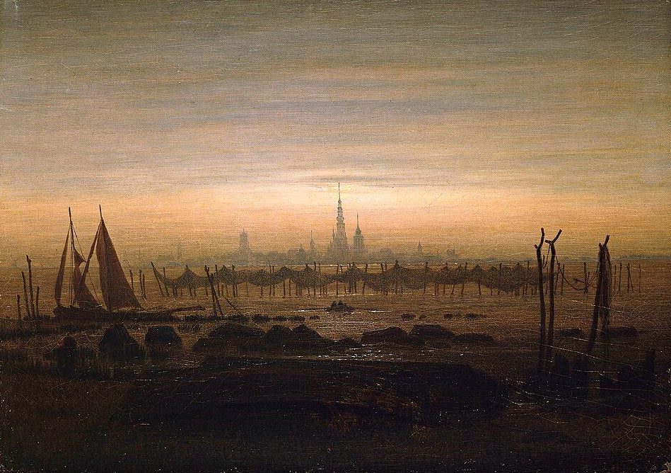 Caspar David Friedrich Greifswald in Moonlight - Hand Painted Oil Painting