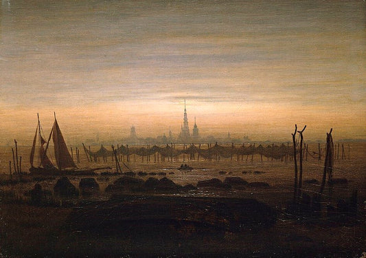 Caspar David Friedrich Greifswald in Moonlight - Hand Painted Oil Painting